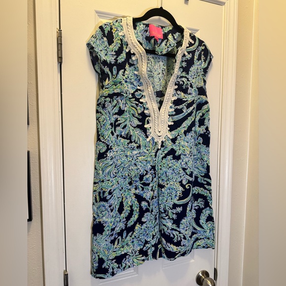 LILLY PULITZER Madia Tunic High Tide Navy Scuba Doo EUC Size Medium EUC - Picture 4 of 9